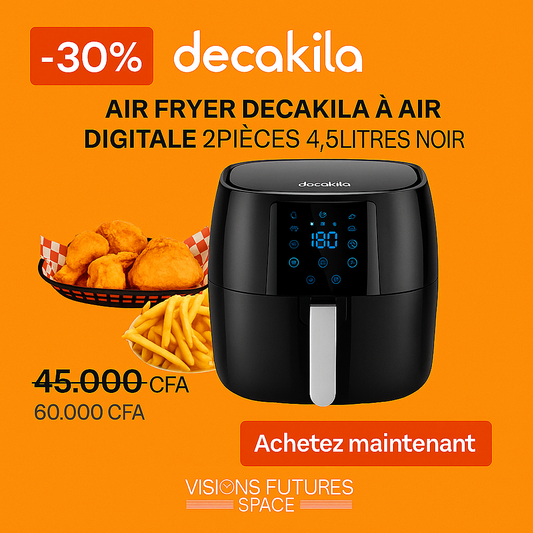 AIR FRYER DECAKILA A AIR DIGITALE 2PIECES 4,5LITRES NOIR KEEC039B