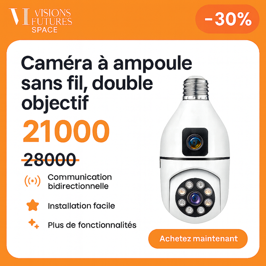 Caméra à ampoule sans fil, double objectif