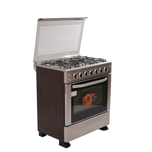 CUISINIERE ASTECH 5FEUX 80X60 A GAZ AVEC FOUR A GAZ INOX 80MIS
